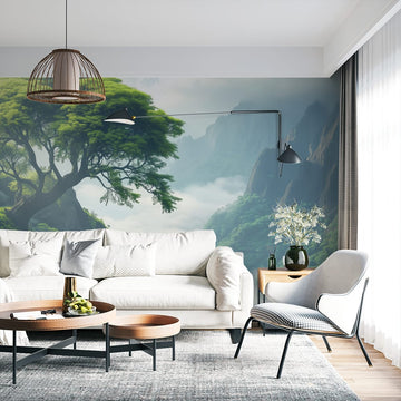 Фототапет Мъглива планинска гора за хол