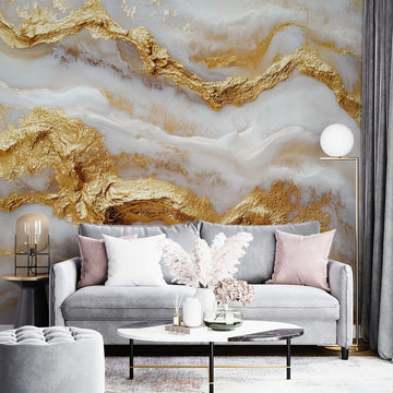 Фототапет Златиста Мраморна Сълза | Луксозен Декор
