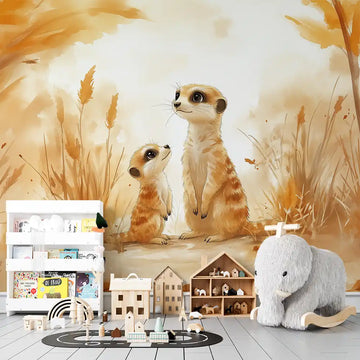 Фототапет Мама и бебе сурикати за детска стая