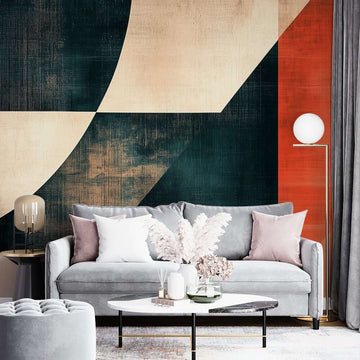 Фототапет Геометрична Хармония в Графит, Теракота и Бежово