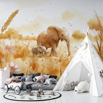 Фототапет Слонско семейство за детска стая