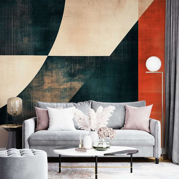 Фототапет Геометричен Контраст в Графит, Теракота и Бежово