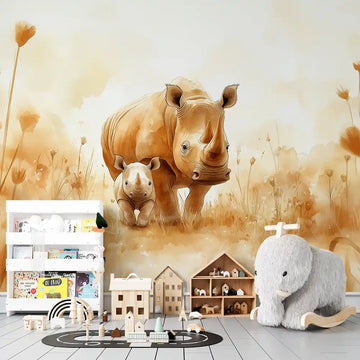 Фототапет Носорог и бебе за детска стая