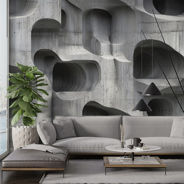 Фототапет с абстрактни форми за хол, придаващ стил и елегантност на помещението.