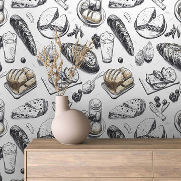 Фототапети за пекарни – Арт рисунки с хляб и кроасани