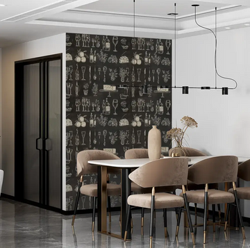 Фототапети за заведения – Арт скици с вино и гурме елементи