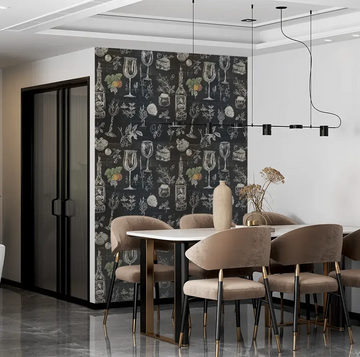 Фототапети за заведения – Арт стил с бутилка вино и билки