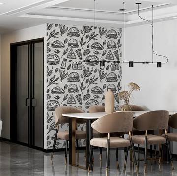 Фототапети за заведения – Черно-бял фастфууд арт дизайн