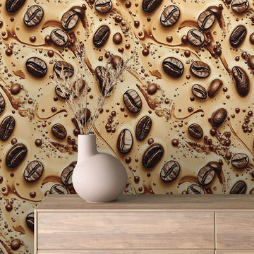 Фототапети за заведения – Кафени зърна в кремава текстура