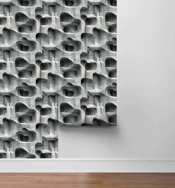 Ролка тапет 3D Органична текстура с абстрактен дизайн в сиво. Лесен за поставяне, придава модерен и стилен вид на стените.